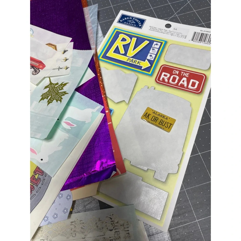 Scrapbook Supply Lot Foster RV Park Ohio State Buckeyes Metallic Paper 8.5x11‎